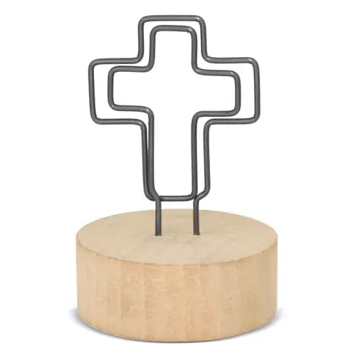 MEMO CLIP CON BASE DE MADERA "CRUCI"