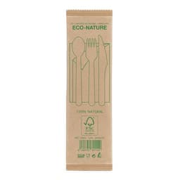 SET DE CUBIERTOS MADERA 4 PCS "COMPLEC"