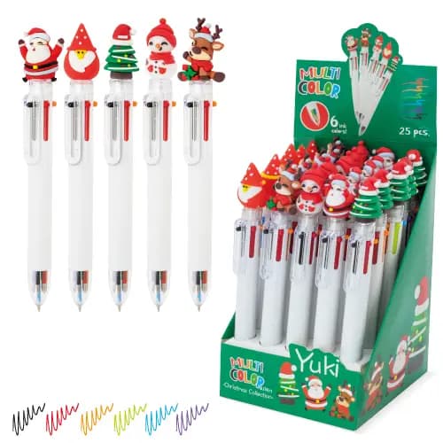 SET NAVIDEÑO BOLIGRAFOS MULTICOLOR "YUKI"