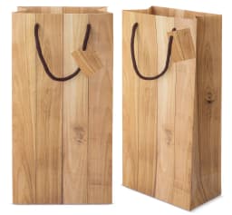 BOLSA PAPEL EFECTO MADERA 2 BOTELLAS "ABETO"