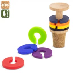 TAPÓN CORCHO Y MADERA CON ANILLAS IDENTIFICADORAS PARA COPAS “TRIANA”