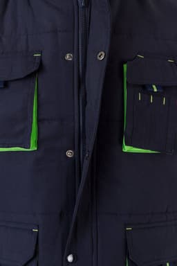 Chaleco acolchado bicolor multibolsillos