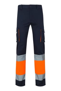 Pantalón stretch bicolor multibolsillos