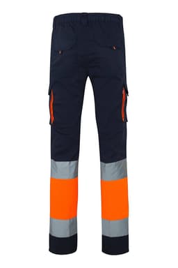 Pantalón stretch bicolor multibolsillos