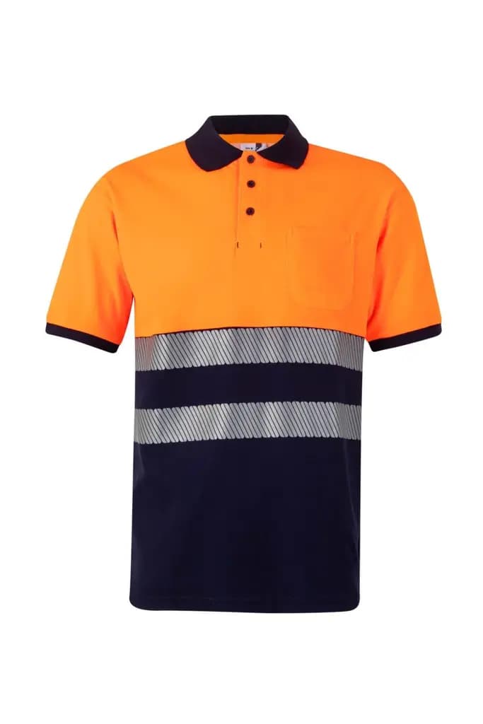 Polo algodón bicolor manga corta cinta segmentada