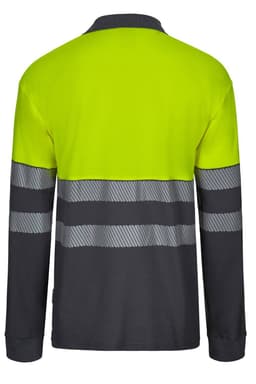 Polo algodón bicolor manga larga cinta segmentada