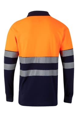 Polo algodón bicolor manga larga cinta segmentada