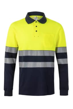 Polo algodón bicolor manga larga cinta segmentada