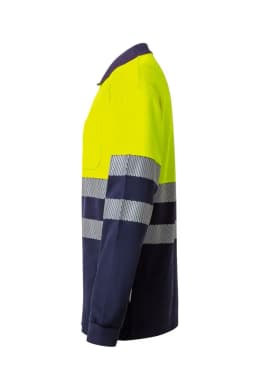 Polo algodón bicolor manga larga cinta segmentada