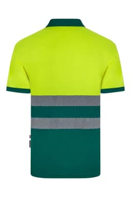 Polo poliéster reciclado bicolor manga corta cinta segmentada