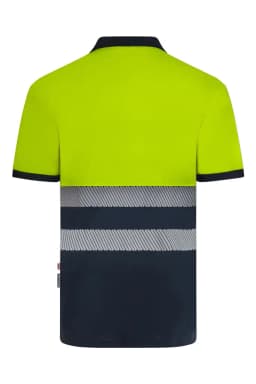 Polo poliéster reciclado bicolor manga corta cinta segmentada