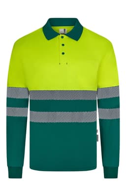 Polo poliéster reciclado bicolor manga larga cinta segmentada