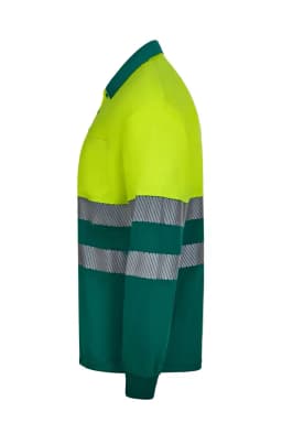 Polo poliéster reciclado bicolor manga larga cinta segmentada