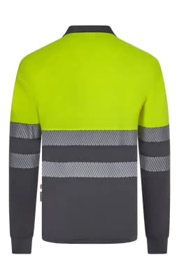 Polo poliéster reciclado bicolor manga larga cinta segmentada