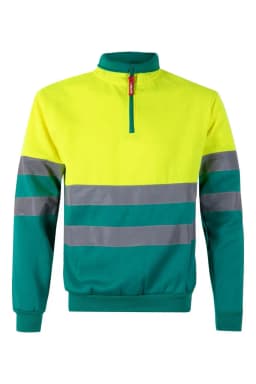 Sudadera bicolor con media cremallera