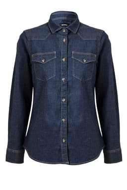 Camisa denim stretch manga larga mujer
