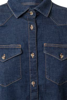 Camisa denim stretch manga larga mujer