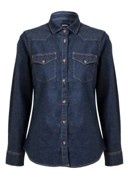 Camisa denim stretch manga larga mujer