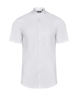 Camisa cuello tirilla stretch manga corta hombre