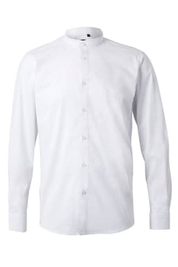 Camisa cuello tirilla stretch manga larga hombre
