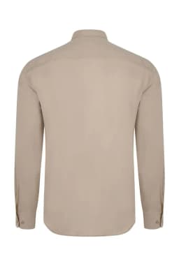 Camisa cuello tirilla stretch manga larga hombre