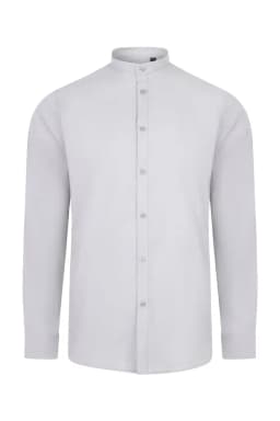 Camisa cuello tirilla stretch manga larga hombre