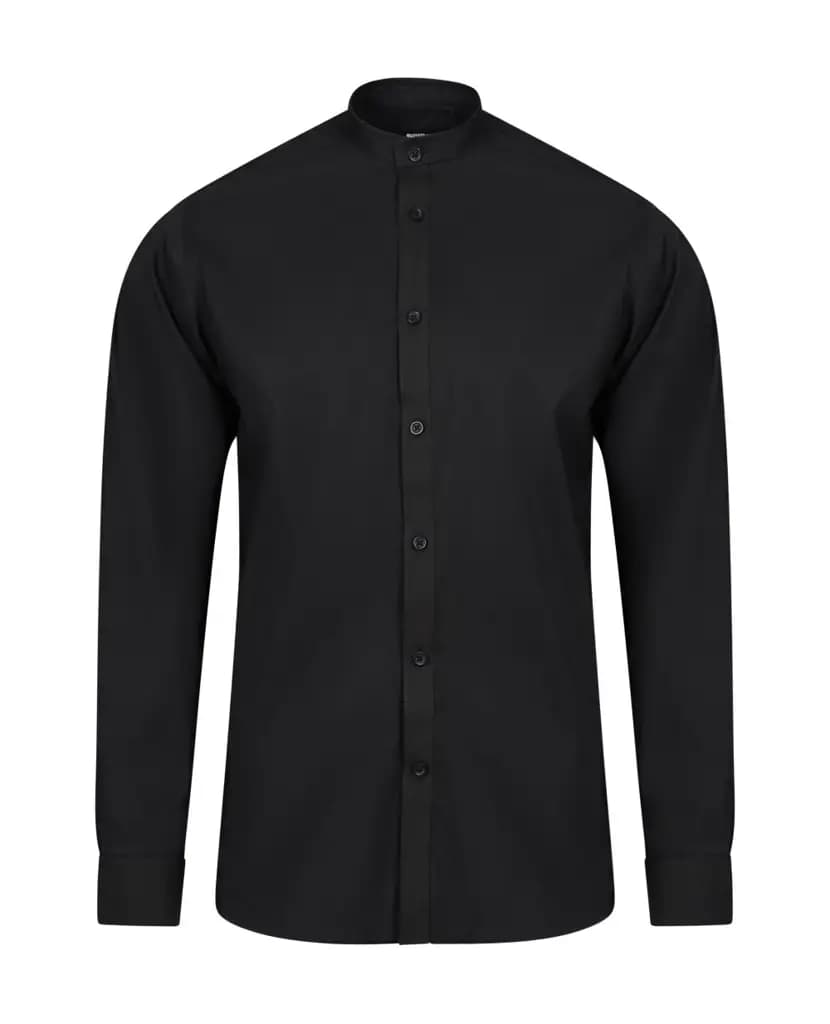 Camisa cuello tirilla stretch manga larga hombre