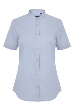 Camisa cuello tirilla stretch manga corta mujer