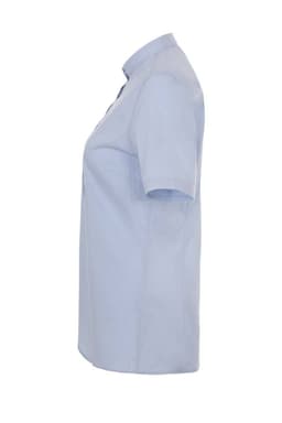 Camisa cuello tirilla stretch manga corta mujer