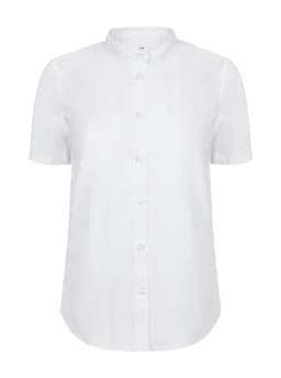 Camisa cuello tirilla stretch manga corta mujer