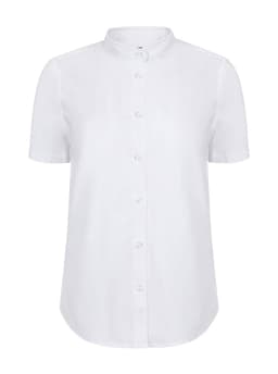 Camisa cuello tirilla stretch manga corta mujer