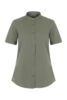 Camisa cuello tirilla stretch manga corta mujer