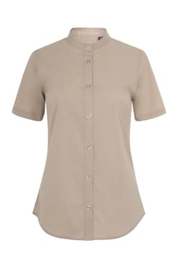 Camisa cuello tirilla stretch manga corta mujer