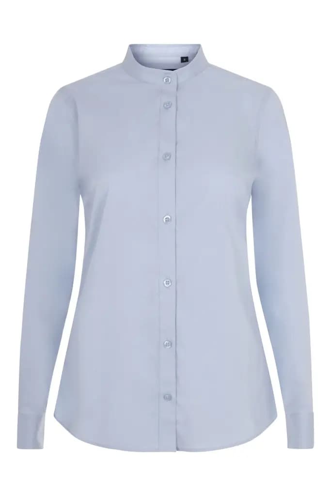 Camisa cuello tirilla stretch manga larga mujer