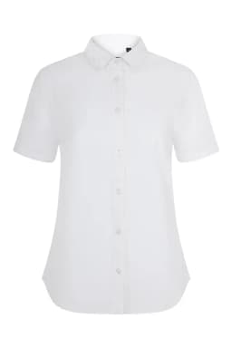 Camisa oxford stretch manga corta mujer