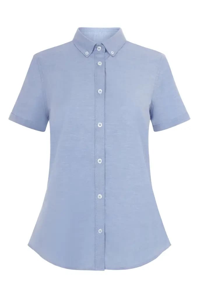 Camisa oxford stretch manga corta mujer