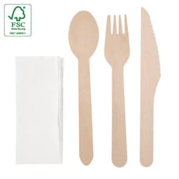 SET DE CUBIERTOS MADERA 4 PCS "COMPLEC"