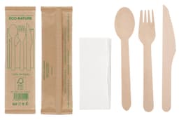 SET DE CUBIERTOS MADERA 4 PCS "COMPLEC"