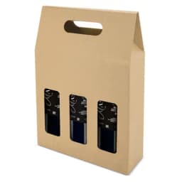CAJA CARTON VENTANA 3 BOTELLAS "TREVISO"