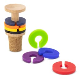 TAPÓN CORCHO Y MADERA CON ANILLAS IDENTIFICADORAS PARA COPAS “TRIANA”