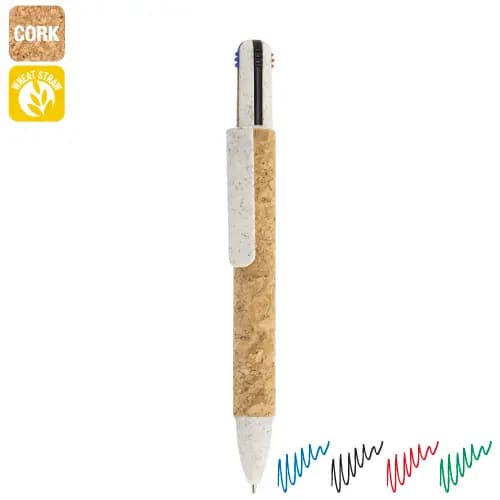 BOLIGRAFO 4 COLORES CORCHO Y FIBRA DE TRIGO "YAKO"